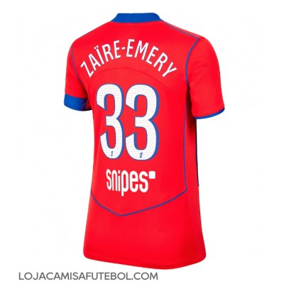 Camisa de Futebol Paris Saint-Germain Warren Zaire-Emery #33 Equipamento Alternativo Mulheres 2025-26 Manga Curta Camisa de Futebol Paris Saint-Germain Warren Zaire-Emery #33 Equipamento Alternativo Mulheres 2025-26 Manga Curta